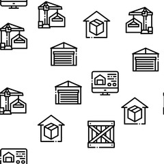 Warehouse And Storage Seamless Pattern Vector Thin Line. Illustrations