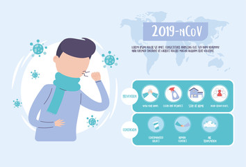covid 19 pandemic infographic, protection prevent and contagion, coronavirus disease respiratory