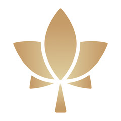 Ivy leaf icon, logo. Golden ivy leaf. Sycamore, maple leaf icon. Element for cosmetic, medical product packaging and logo design. Nature, environment concept. Vector illustration isolated on white