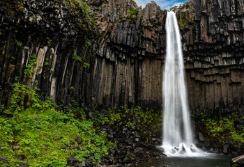 Svartifoss waterfall in the Skaftafell National Park (Iceland)
