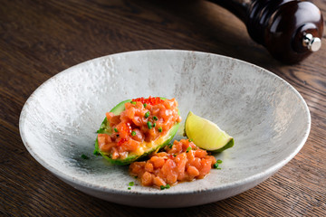 Sashimi on avocado