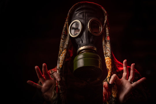 Gasmask on black background