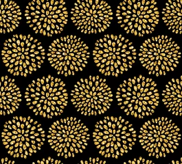 Gordijnen Vector naadloos bloemenpatroon met mooie cirkelbloemen gemaakt van gouden glitter © velikiyzayats
