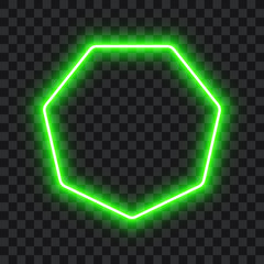 Green neon border, glowing frame on transparent background, vector illustration.