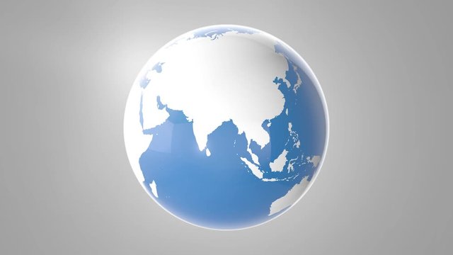 Blu earth globe rotating, infinite loop, loopable scene.