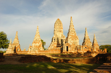 Fototapeta premium Wat Phra Ram Prangs Bathed in Sunlight