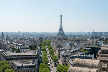 Panoramic View from Arc de Triomphe South to Tour Eiffel, Paris/France