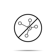 No molecule icon. Simple thin line, outline vector of biology ban, prohibition, embargo, interdict, forbiddance icons for ui and ux, website or mobile application
