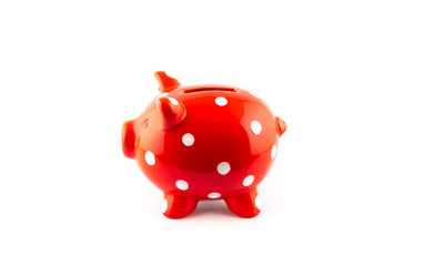 Piggy bank isolated on white, money concept