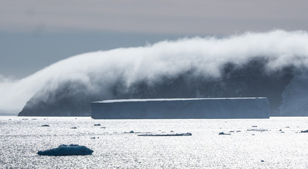 Sea fog andTabular Icebergs in the Weddell Sea