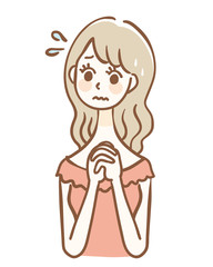 Illustration of a worried praying woman