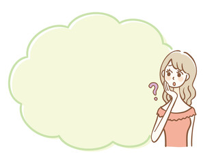 Doubting woman and text space
