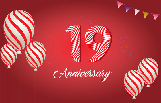 19 years anniversary celebration logo vector template design illustration