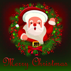 Merry Christmas Illustration with a cute Santa and abstract Background -vector 