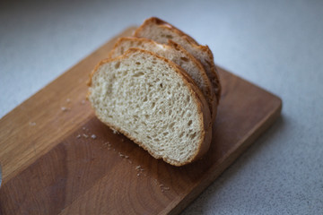 White bread sliced