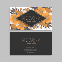 Flower business cards yellow flowers