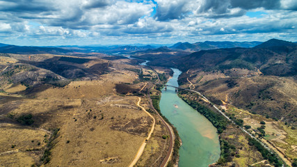 Aerial image of Doce River. Atlantic Forest Biome. Picture made in 2018.