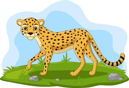 Cartoon cheetah in the grass
