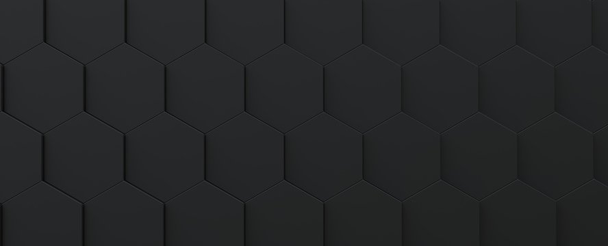Science and technology black hexagonal tiles abstract technology background