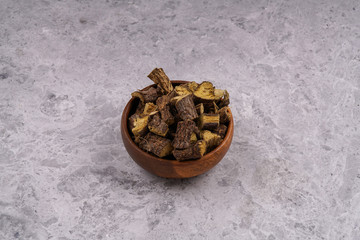 Liquorice roots stack stock photo