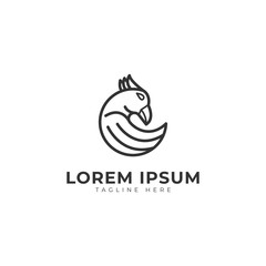 Obraz premium Eagle Mono Line Logo Vector Icon Illustration