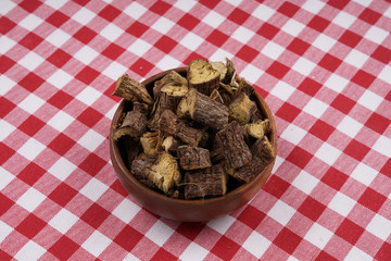 Liquorice roots stack stock photo