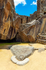 The Inca Temple of the Condor in Machu Picchu, Cusco, Peru.