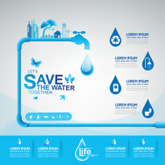 Save Water Vector Concept Ecology