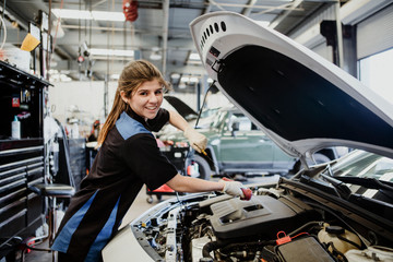 Female car mechanic