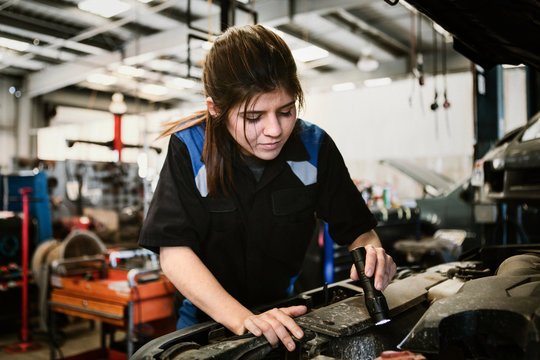 Mechanic checking a car