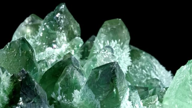 Natural mineral green quartz black background natural mineral