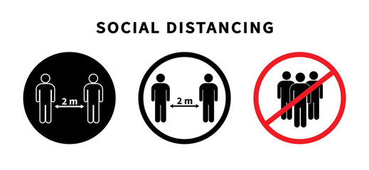 Social distancing icon. Keep the 2 meter distance. Avoid crowds. Coronovirus epidemic protective. Vector illustration