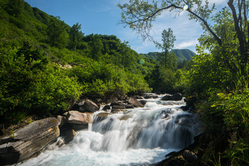 Fototapeta na wymiar creek cascades in the mountains