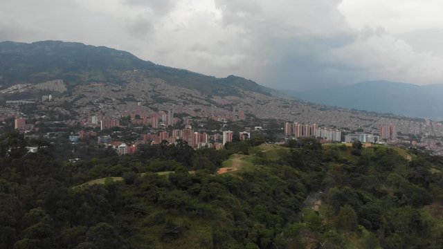 Aerial over Medell&iacute;n in Colombia