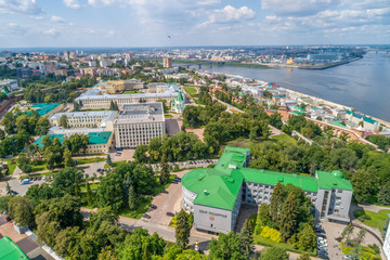 Obraz premium Nizhny Novgorod Kremlin summer views on a Sunny day. Shooting from a drone