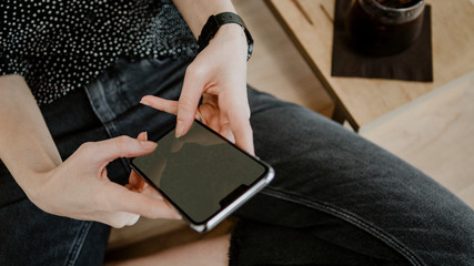 Woman using digital device