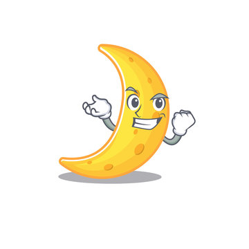A dazzling crescent moon mascot design concept with happy face