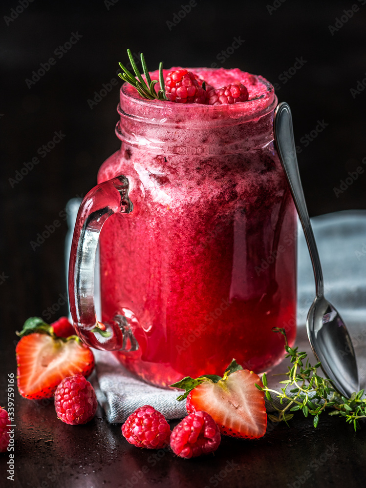 Wall mural Mixed berry smoothie summer drink - Wall murals