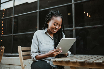 Woman using tablet