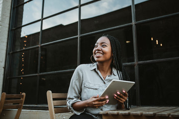 Woman using tablet