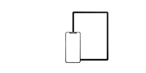 concept - cell phone and tablet with white background - easy modification