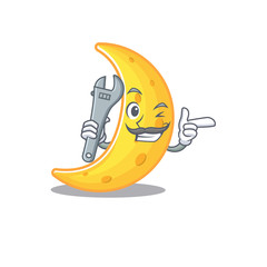 A picture of crescent moon mechanic mascot design concept
