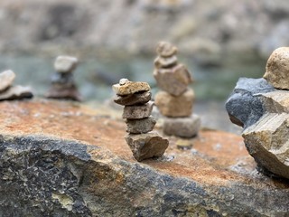 Fototapeta na wymiar Stones piled up around the river