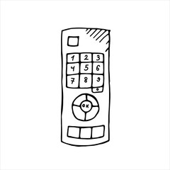vector isolated doodle element, tv remote control