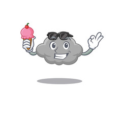 Cartoon design concept of grey cloud having an ice cream
