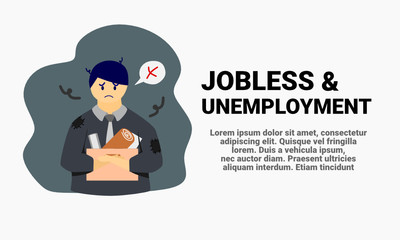 unemployed employees and workers from factories, industries and commercial office are fired and beinng jobless person in economy recession