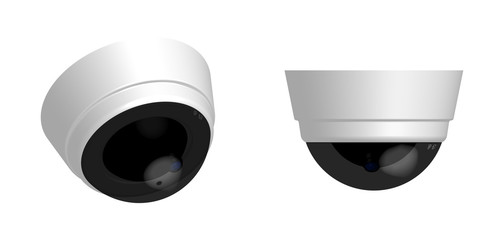 round security camera in realistic 3D design on a white background. Isolated vector