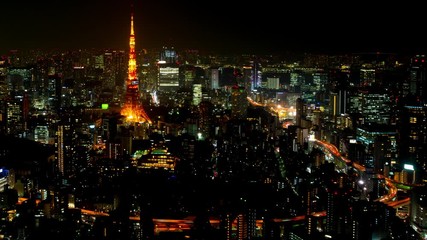 4k 東京夜景 タイムラプス 新宿 高層ビル街 Wall Mural Oka