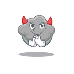 Grey cloud dressed as devil cartoon character design style