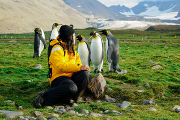Woman Talking to Penguins